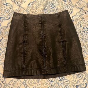 Free People Femme Skirt in Black Leather